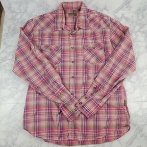 Ted Baker Jean 5 (XL) Pink Plaid Button‎ up Shirt Western